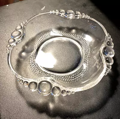 Vintage Teardrop Clear Glass Candy Dish Plate Trinket Tray 6 1/4 Inch • $10