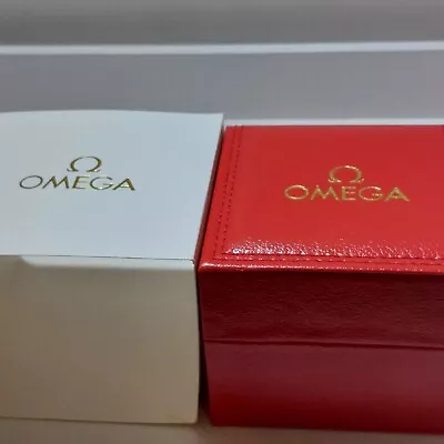 OMEGA New Watch Box / Case Leatherette RED Pouch Box Travel SLIGHT SECOND • £31.99