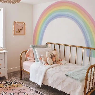 Wall Stickers 6pcs Large Rainbow Pattern Self-adhesive Fabric For Nursery Room • $112.44