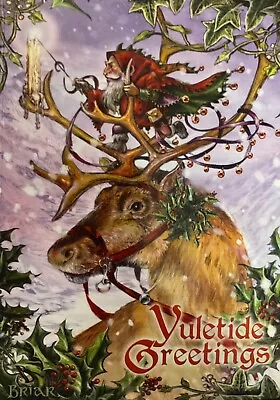 Briar Northern Lights Greetings Pagan Wicca Alt Card Yule Christmas Stag BY21 • £2.90