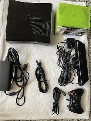Microsoft Xbox 360 With Kinect 250GB Glossy Black Console And Games • $45
