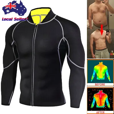 $9.79 • Buy Sauna Suit For Men Sweat Jacket Long Sleeve Shirt Workout Gym Tank Top Shaper AU