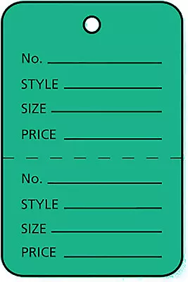 1000 Perforated Tags Price Sale 1 ¾  W X 2 ⅞” Two Part Green Coupon Unstrung • $24.99