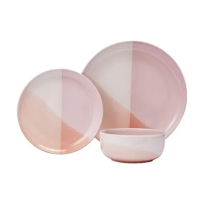 $34 • Buy Pink Stoneware Glazed 12 Piece Dinner Set