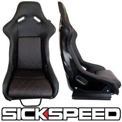 Sickspeed Gaijin Series Black & Red Diamond Stitch Racing Vip Bucket Seats P1 • $599.88