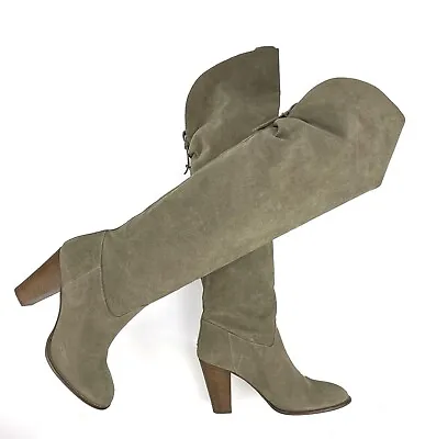 Anthropology Miss Albright Philadelphia Over The Knee Boot 10 Taupe Heel -Italy • $42