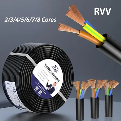 RVV Multi Core Flexible Cable Wire Stranded Black Sheathed Wire 2/3/4/5-8 Cores • $4.61