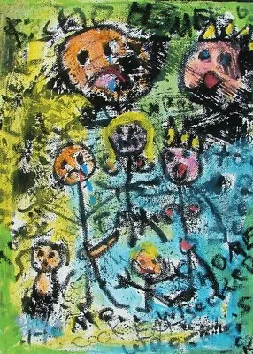 Modernist ABSTRACT Modern Painting GRAFFITI Expressionist ART HOME WRECKED FOLTZ • $50