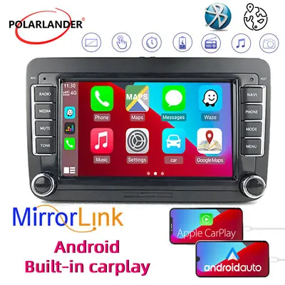 2 Din 7  Android 9.1 Car Radio GPS Touchscreen Carplay MP5 Player For VW Passat • $81.55