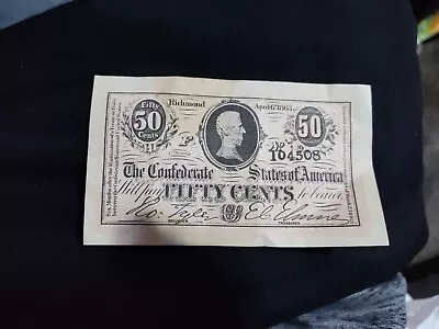 $.50 1864 Richmond Virginia VA Confederate Currency Bank Note Bill RARE  UNC+ • $70
