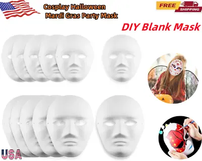 DIY Full Face Woman/Man Masks Paintable Paper Masquerade Mask Mardi Gras Party • $15.99