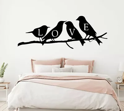 Birds Love Tree Wall Art Stickers Bedroom Home Decor Decals Animals DIY Nature • £4.51