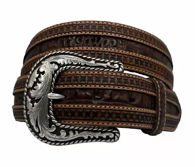 Tony Lama Tooled Caiman Inlay Leather Belt Size 36 C42394 List $65 NWT • $60