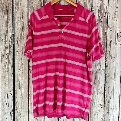 Oakley Mens Golf Polo Shirt Pink And White Stripes Short Sleeve Size Large • $4.50