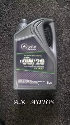 £34.99 • Buy AUTOSTAR GERMANY Hybrid 0W20 Fully Synthetic Oil SAE API SN/CF  5 LITRE