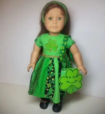 St Patrick's Day Irish Dress Shamrock Clover Jewelry Fit 18  American Girl Dolls • $28