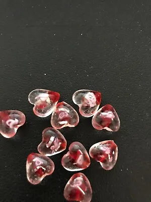 8 Red MURANO HEART BEADS-GLASS 12 MM BEADING FOR CRAFTS AND JEWELLERY MAKING • £3.95