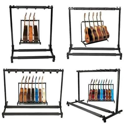 Durable 3/5/7 Acoustic Electric Guitar Bass Holder Rack Stand Floor Display UK • $38.53