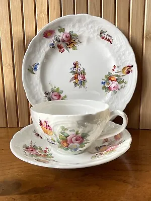 Antique English Floral Coalport Trio C1891-1920 Tea Cup & Saucer Side Plate Set • £17