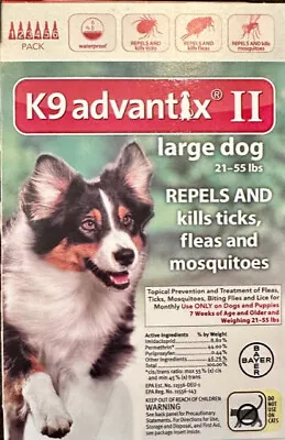 K9 Advantix II Flea & Tick Drops | Large Dog 21- 55 Lbs | 6 Doses • $49.95