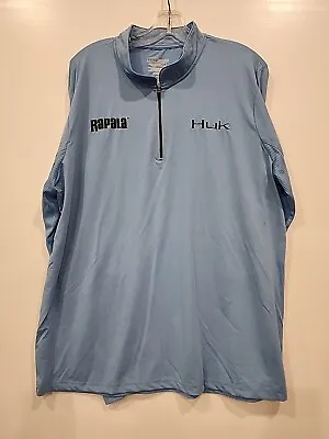 Huk Fishibg Mens Shirt Blue 1/4 Zip Pullover HTF Rapala Fishing Long Sleeve XL • $16.99