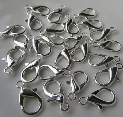 10pk Large 21x12mm Silver Tone Metal Lobster Clasps Findings • £0.99