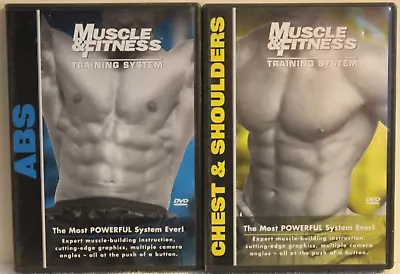 2 Muscle &Fitness Training System Workout Exercise DVD Lot Abs Chest & Shoulders • $16.99