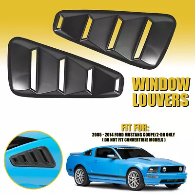 For 2005-2014 Ford Mustang Pair Car Side Window Louvers Scoop Cover Vent Black J • $26.99