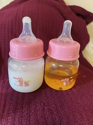 £13.62 • Buy Reborn - 2 Bottle- 2oz Pink “PREEMIE NO HOLE NIPPLE” Faux Milk/Apple See Photo