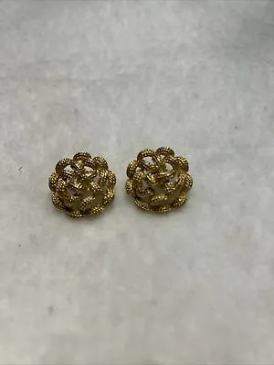 Vintage MONET Gold Tone Round Roped Pierced Earrings • $15