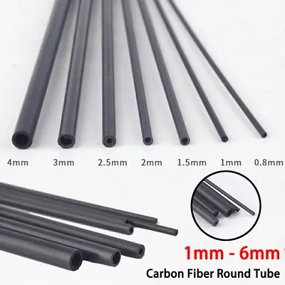 Black Carbon Fiber Rod Dia 1mm - 6mm Hollow Round Tube Bar Shaft For RC Airplane • £3.35