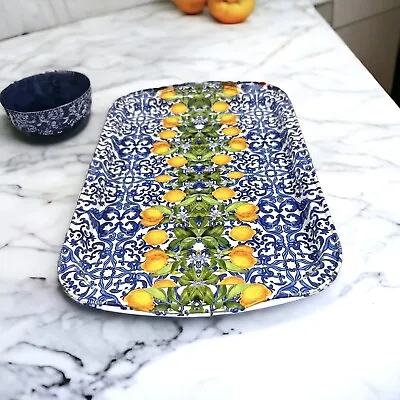 Colorful Metal Tray 12.25  X 8.5  Decorative Coffee / Tea Serving Tray Lemons • $18.99