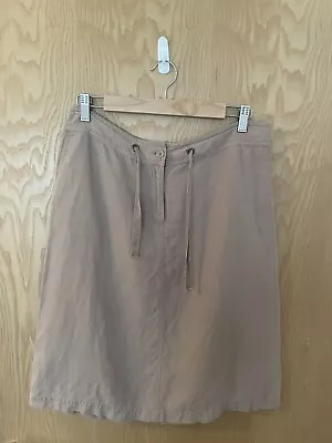 Laura Ashley Linen Skirt A-line Beige Pockets Drawstring Uk Size 12 • £8.50