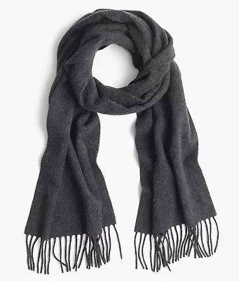 J.CREW Cashmere Scarf Grey Dark Solid Heather Charcoal Muffler Wrap Pure 100% • $67.50