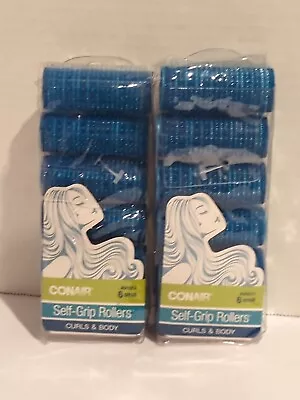 2x Conair Self-Grip Curls & Body Hair Curlers - Small Blue - 6 Rollers Per Pack • $9.99