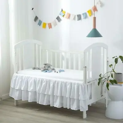 CRIB SKIRT Bed Dust Ruffle Double Layer Nursery For Baby Toddler Girls Boys • $42.39