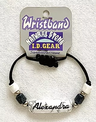 ID Wristband/Bracelet - Natural Stone - Sandblasted Name - Alexandra - Brand New • £2.99