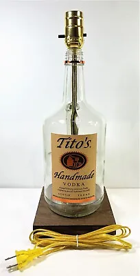 TITO'S VODKA Large 1.75L Liquor Bar Bottle TABLE LAMP Lounge Light W/ Wood Base • $58.49