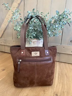 UGG Shearling Leather Chocolate Brown Tote Handbag Nice! • $35