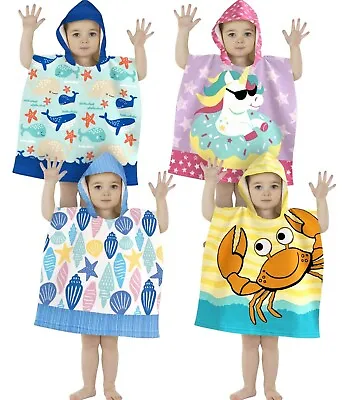£6.99 • Buy Kids Hooded Towel Poncho - Boys & Girls Changing Robe - Swim, Bath, Beach, Pool