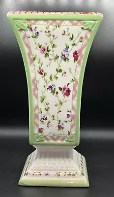 Laura Ashley Square Floral French Country Ceramic Pedestal Flower Vase • $12.95