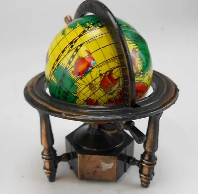 Metal Die Cast Mini Yellow World Globe Map Pencil Sharpener For Desktop Vintage • $6.92