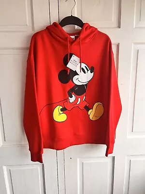 BNWT Primark Disney Mickey Mouse Red Graffiti Hoodie Size Medium 12-14 • £5