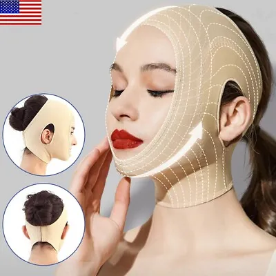 $8.91 • Buy Reusable V Line Face Slimming Double Chin Reducer Mask Lifting Belt Anti-Wrinkle