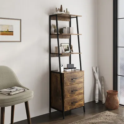 Ladder Shelf Bookcase Cabinet Tall Shelving Unit Storage Cupboard Metal Frame UK • £89.95