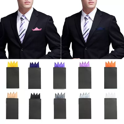 Men's Pre-folded Pocket Square Solid Handkerchiefs Formal Wedding Party CA • $1.76