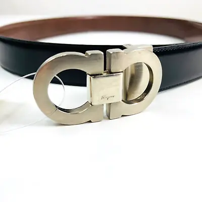 £187.33 • Buy Salvatore Ferragamo Double Gancini Reversible Brown/Black Patent Leather Belt