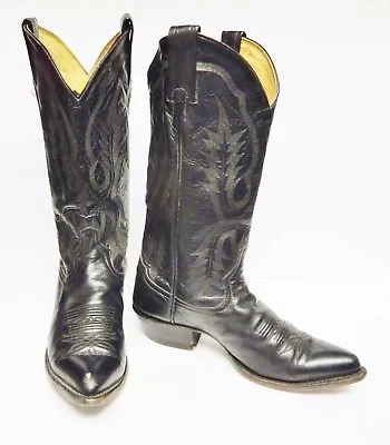 Tony Lama Boots Western Cowboy Leather Style 2923 USA Black Men's 7.5 D  • $78.95