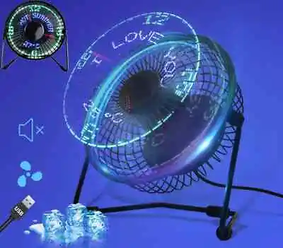 $43.99 • Buy LED Desk Fan Programmable USB LED Fan Mini Quiet Fan With Clock Temperature