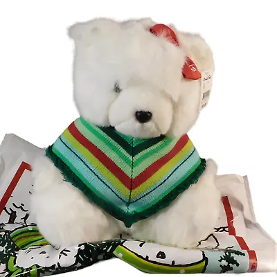 Mrs Santa Bear 2005 Marshall Fields Poncho Christmas Plush Stuffed Animal Bag • $24.99